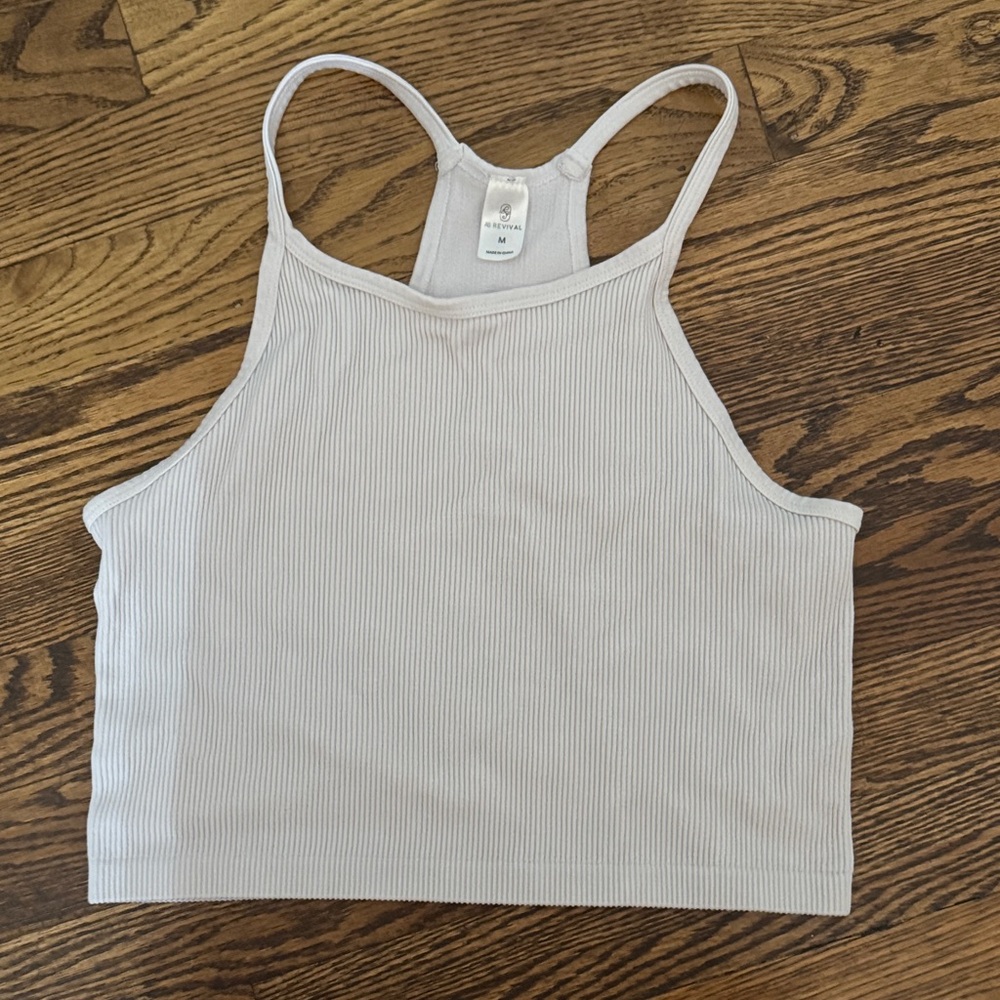 White Ribbed Tank Top